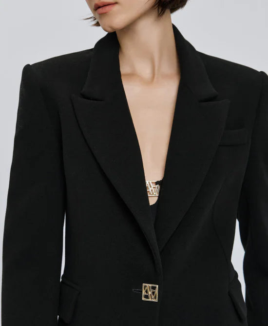 Παλτό μακρύ με κουμπί μονόγραμμα / 54-9007 -  ACCESS FASHION- Μαύρο / 44-Μαύρο / 46-Μαύρο / 48