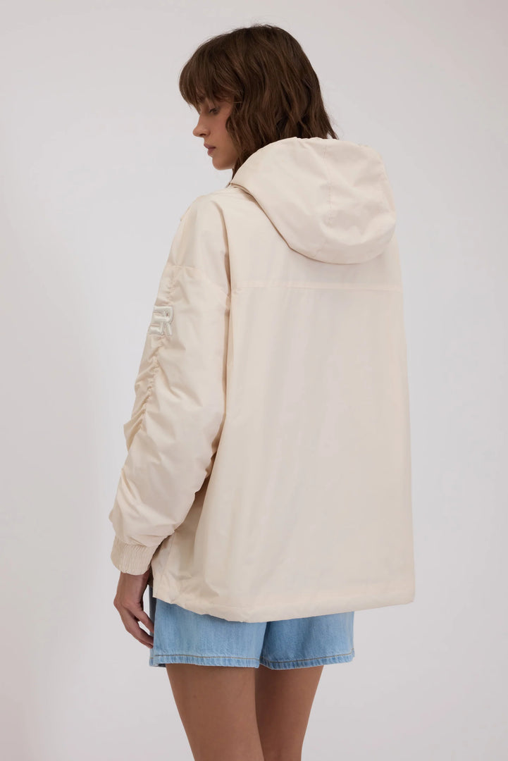 ERMANNO FIRENZE TAFFETA PARKA WITH HOOD AND CORNELY EMBROIDERY