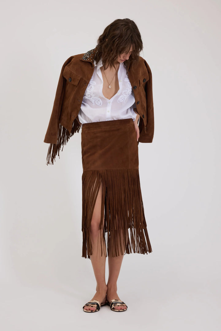 ERMANNO FIRENZE OVERSIZE RAMIE SHIRT WITH EMBROIDERY AND BACK RIBBON TIE