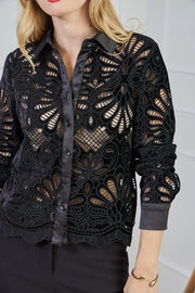 Δαντελένιο Πουκάμισο με Σατέν Μανσέτες