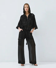 ACCESS Παντελόνα cargo με διαφάνεια και κεντήματα παγιέτες / 63-5000