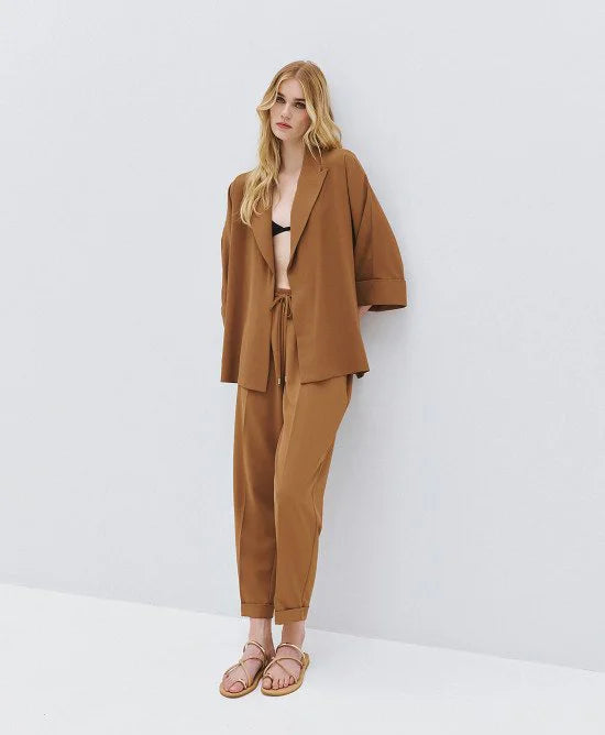 ACCESS Παντελόνι με λάστιχο και ρεβέρ / 63-5101