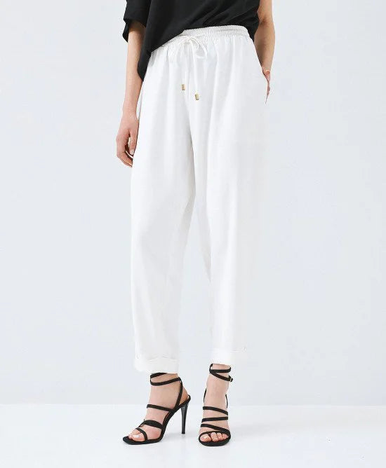 ACCESS Παντελόνι με λάστιχο και ρεβέρ / 63-5101