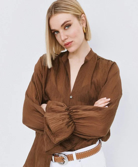 ACCESS Πουκάμισο με V και ελαστικές μανσέτες / 63-7026