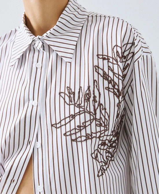 ACCESS Πουκάμισο ριγέ με κέντημα / 63-7034