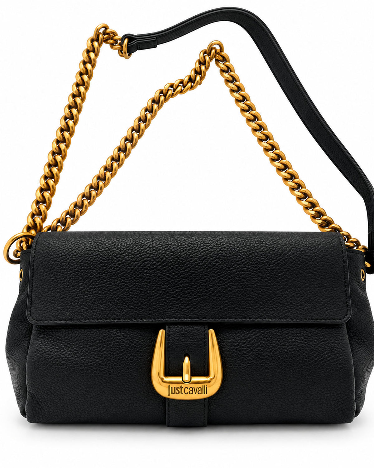 JUST CAVALLI Τσάντα Ώμου με Χρυσή Αλυσίδα και Logo Buckle / 81RA4BH4ZSB81