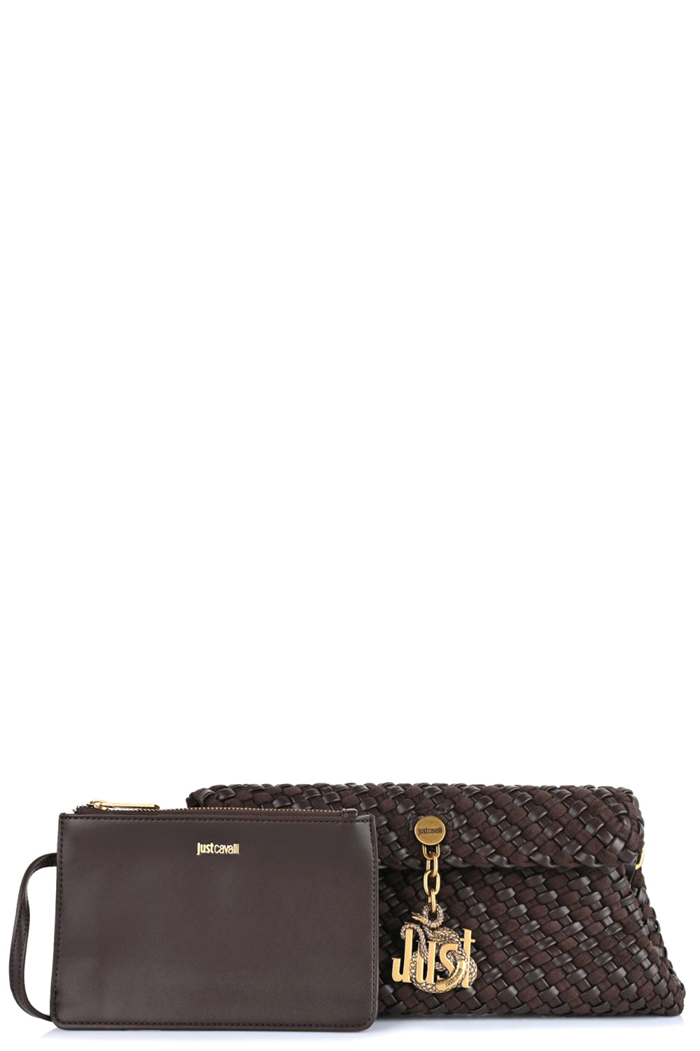 JUST CAVALLI Πλεκτή Τσάντα Clutch με Αποσπώμενο Πορτοφόλι /81RA4BO4ZSE81