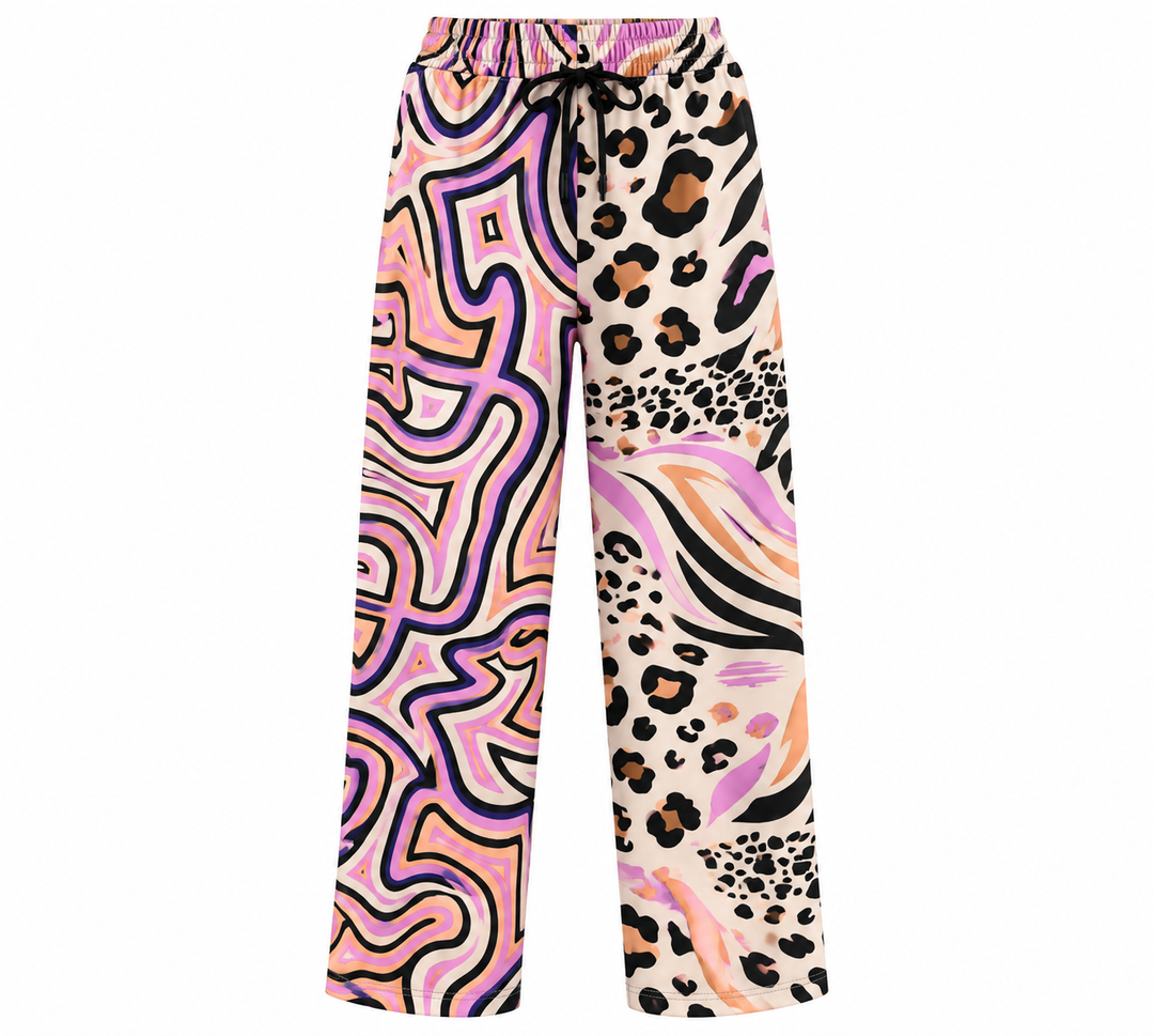 NEVER ON SUNDAY Wide Leg Παντελόνι με Mixed Prints