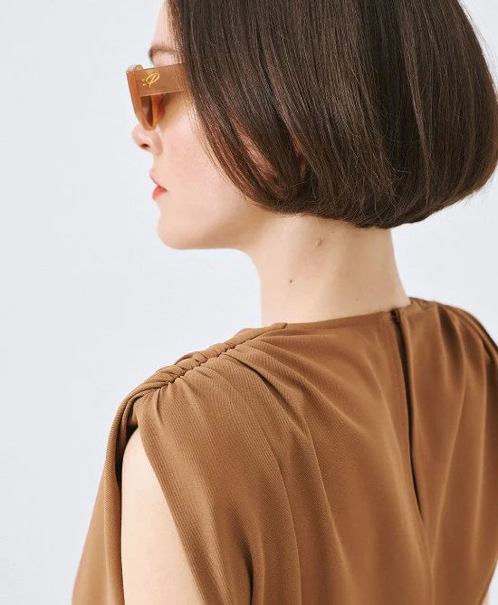 ACCESS Ολόσωμη φόρμα κρουαζέ με ζώνη / 63-5501 -  ACCESS FASHION- Καφέ / S-Καφέ / M-Καφέ / L-Καφέ / XL-Καφέ / XXL