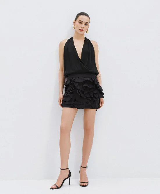 ACCESS Φούστα μίνι με βολάν / 63-6000 -  ACCESS FASHION- 44 / Μαύρο-46 / Μαύρο-48 / Μαύρο