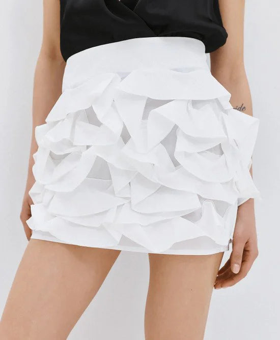 ACCESS Φούστα μίνι με βολάν / 63-6000 -  ACCESS FASHION- Λευκό / 44-Λευκό / 46