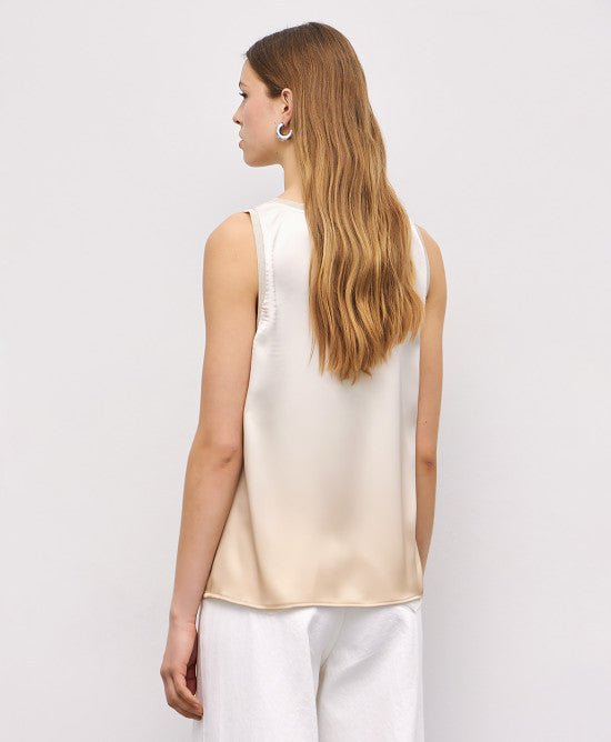 Τοπ σατέν με ριπ -  ACCESS FASHION- Beige / M-Beige / L