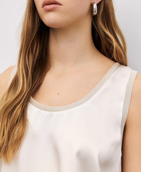 Τοπ σατέν με ριπ -  ACCESS FASHION- Beige / M-Beige / L