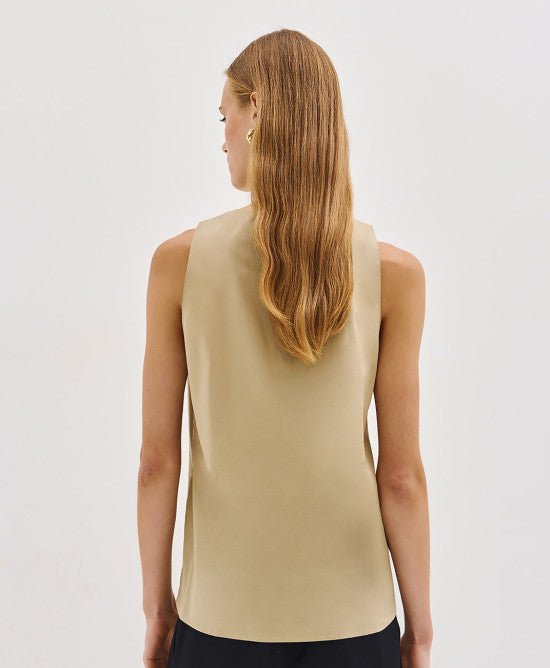 Τοπ αμάνικο με άνοιγμα μπροστά -  ACCESS FASHION- Beige / M-Beige / L-Beige / S