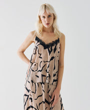 Τοπ εμπριμέ με λεπτομέρειες δαντέλα -  ACCESS FASHION- Beige / S-Beige / M-Beige / L