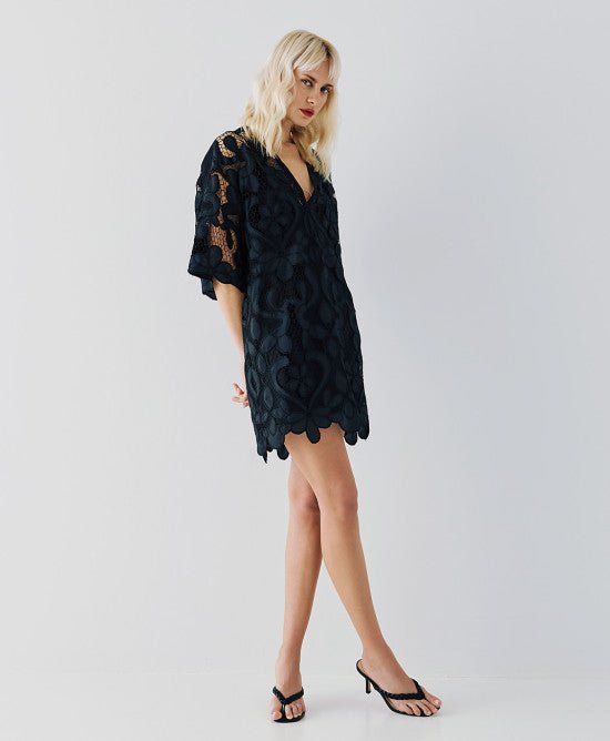 Φόρεμα μίνι μπροντερί -  ACCESS FASHION- Black / M-Black / L-Black / S