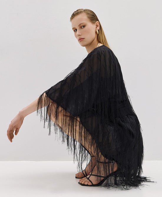 Τουνίκ με κρόσια -  ACCESS FASHION- Black / S/M-Black / M/L