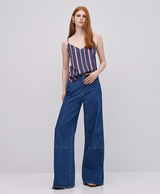 Τοπ ριγέ με τιράντες -  ACCESS FASHION- Blue / M-Blue / L