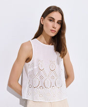 Τοπ κοντό με διάτρητες λεπτομέρειες -  ACCESS FASHION- Cream / S-Cream / M-Cream / L