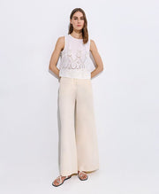 Τοπ κοντό με διάτρητες λεπτομέρειες -  ACCESS FASHION- Cream / S-Cream / M-Cream / L