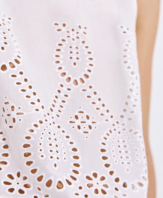 Τοπ κοντό με διάτρητες λεπτομέρειες -  ACCESS FASHION- Cream / S-Cream / M-Cream / L