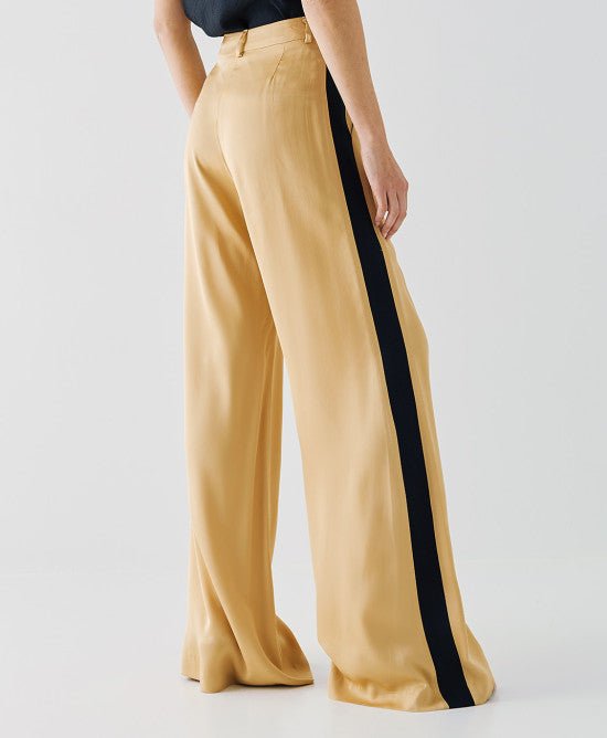 Παντελόνα σατέν με φάσες -  ACCESS FASHION- Gold / 44-Gold / 46-Gold / 48