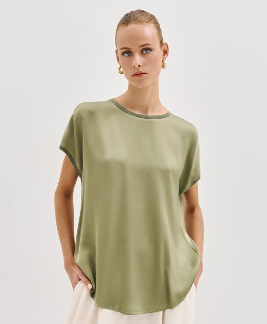 Μπλούζα σατέν με ριπ -  ACCESS FASHION- Green / M-Green / L-Green / S