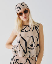 Τοπ εμπριμέ με φουσκωτό τελείωμα -  ACCESS FASHION- M / Beige-L / Beige