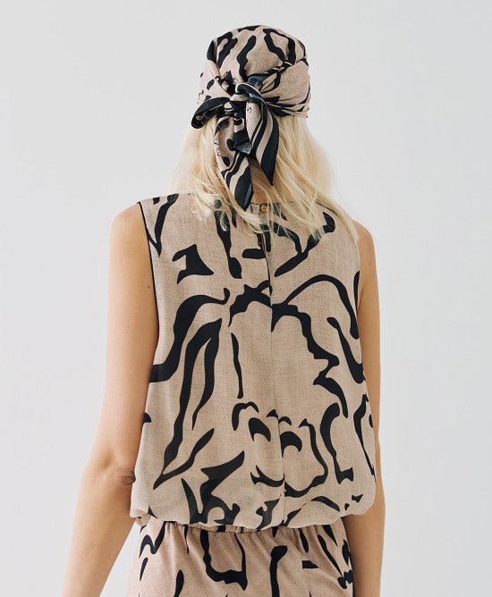 Τοπ εμπριμέ με φουσκωτό τελείωμα -  ACCESS FASHION- M / Beige-L / Beige