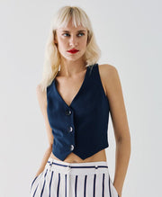 Τοπ-γιλεκο με κουμπιά -  ACCESS FASHION- Navy / 48-Navy / 50-Navy / 46