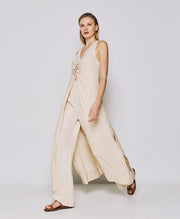 Φόρεμα μάξι με μεταλλική λεπτομέρεια/53-3333 -  ACCESS FASHION- White / 44-White / 48-White / 46