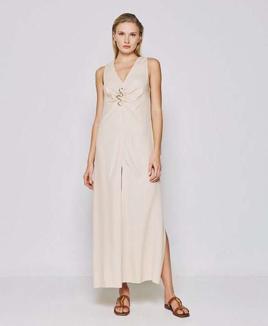 Φόρεμα μάξι με μεταλλική λεπτομέρεια -  ACCESS FASHION- White / 44-White / 48-White / 46