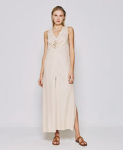 Φόρεμα μάξι με μεταλλική λεπτομέρεια/53-3333 -  ACCESS FASHION- White / 44-White / 48-White / 46