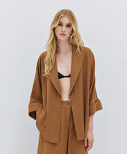 ACCESS Σακάκι oversized χωρίς κουμπιά / 63-1028 -  ACCESS FASHION- Brown / S/M-Brown / M/L