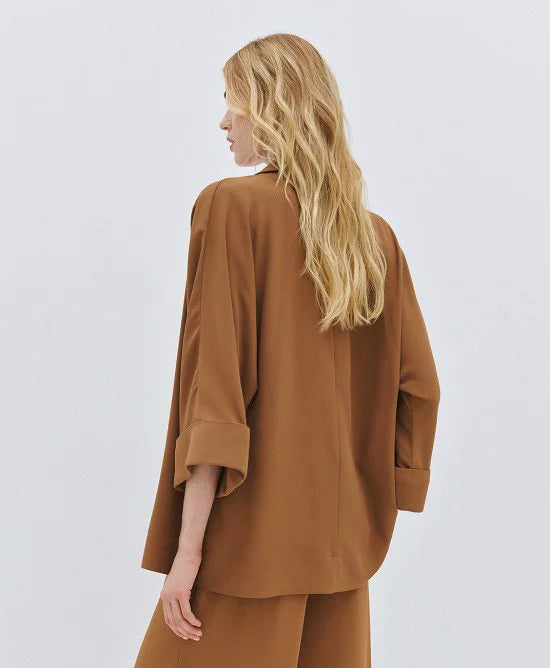 ACCESS Σακάκι oversized χωρίς κουμπιά / 63-1028 -  ACCESS FASHION- Brown / S/M-Brown / M/L