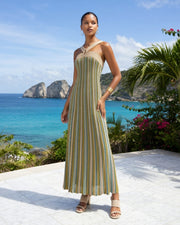 AGGEL Lurex Πολύχρωμο Μακρύ Φόρεμα -  AGGEL KNITWEAR- Τιρκουάζ / S-Τιρκουάζ / M