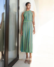 AGGEL Lurex πολύχρωμο μακρύ Halter  φόρεμα -  AGGEL KNITWEAR- Τιρκουάζ / S-Τιρκουάζ / L
