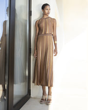 AGGEL Lurex Midi Φούστα Bronze-Mocca -  AGGEL KNITWEAR- Καφέ / S-Καφέ / M-Καφέ / L