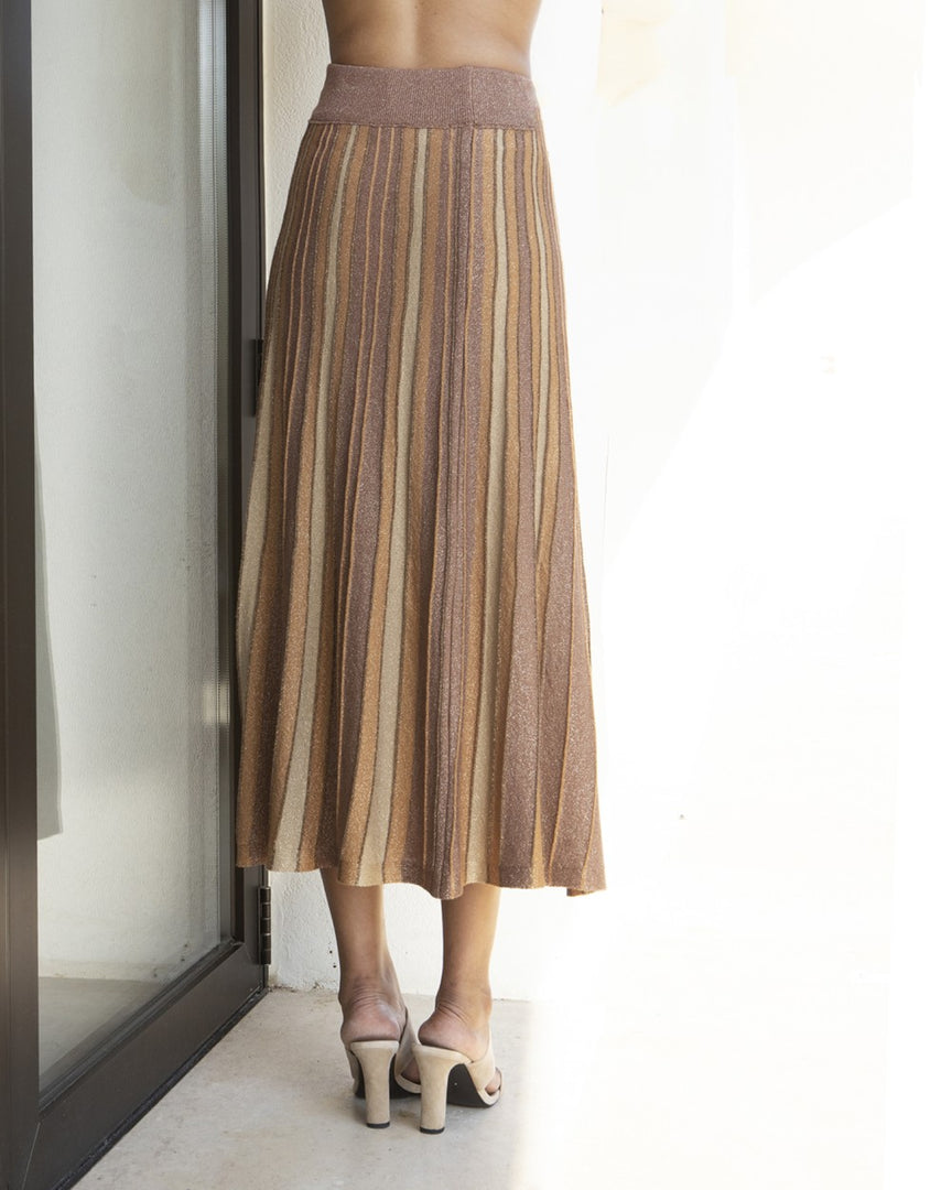 AGGEL Lurex Midi Φούστα Bronze-Mocca -  AGGEL KNITWEAR- Καφέ / S-Καφέ / M-Καφέ / L
