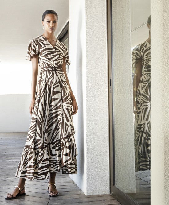 AGGEL Safari Print Maxi Φόρεμα -  AGGEL KNITWEAR- Φλοράλ / M-Φλοράλ / L-Φλοράλ / XL