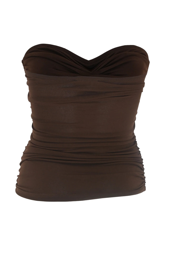 FIVEPM Coral Brown Strapless Top
