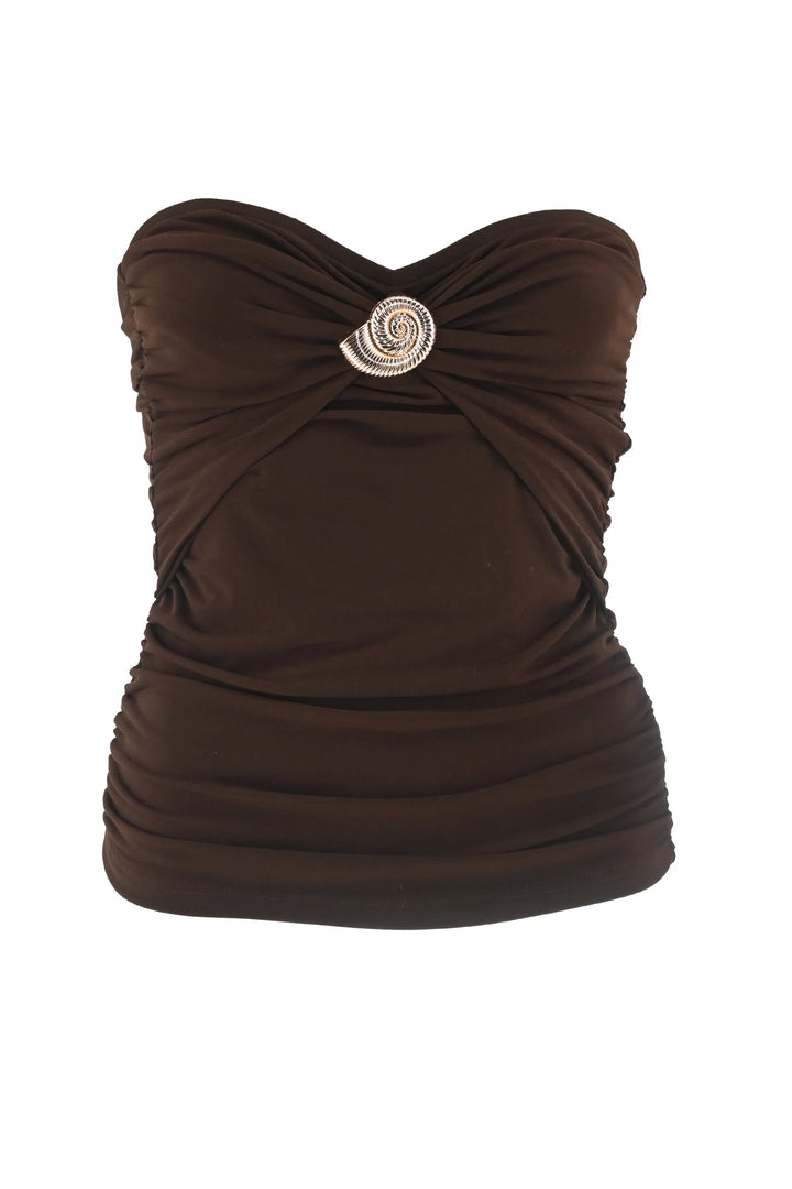 FIVEPM Coral Brown Strapless Top