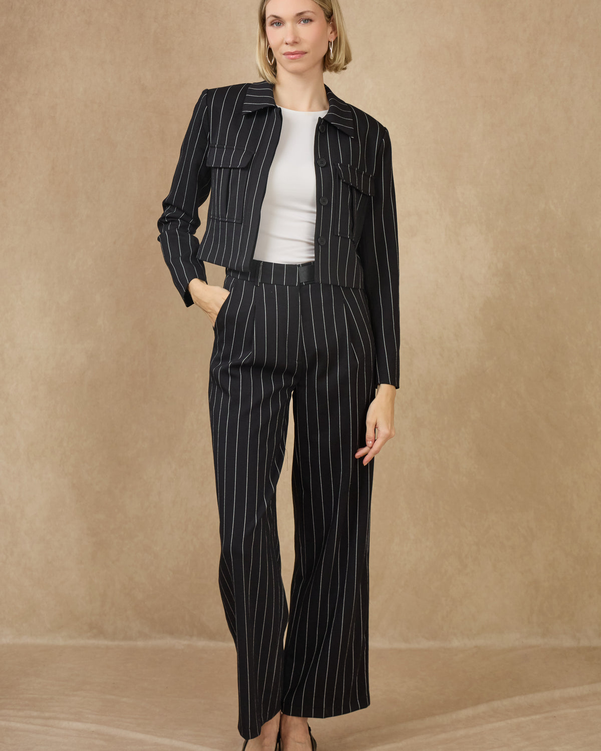 Lulumary Φαρδύ ριγέ παντελόνι σε ίσια γραμμή