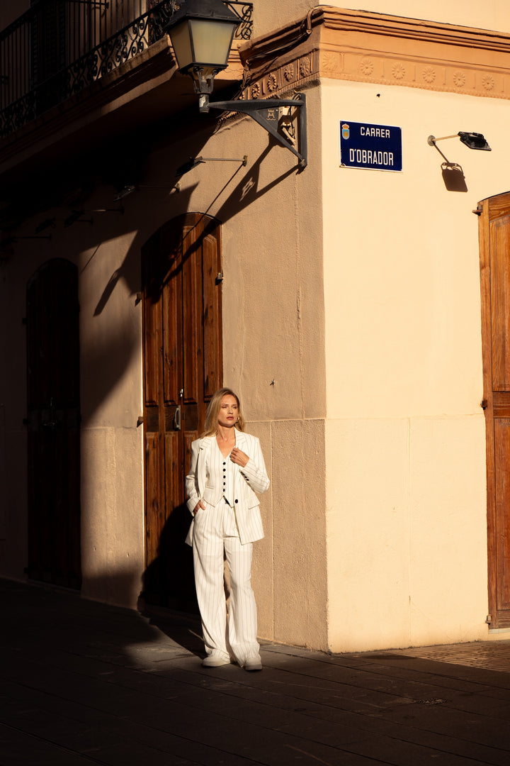 Lulumary Φαρδύ ριγέ παντελόνι σε ίσια γραμμή