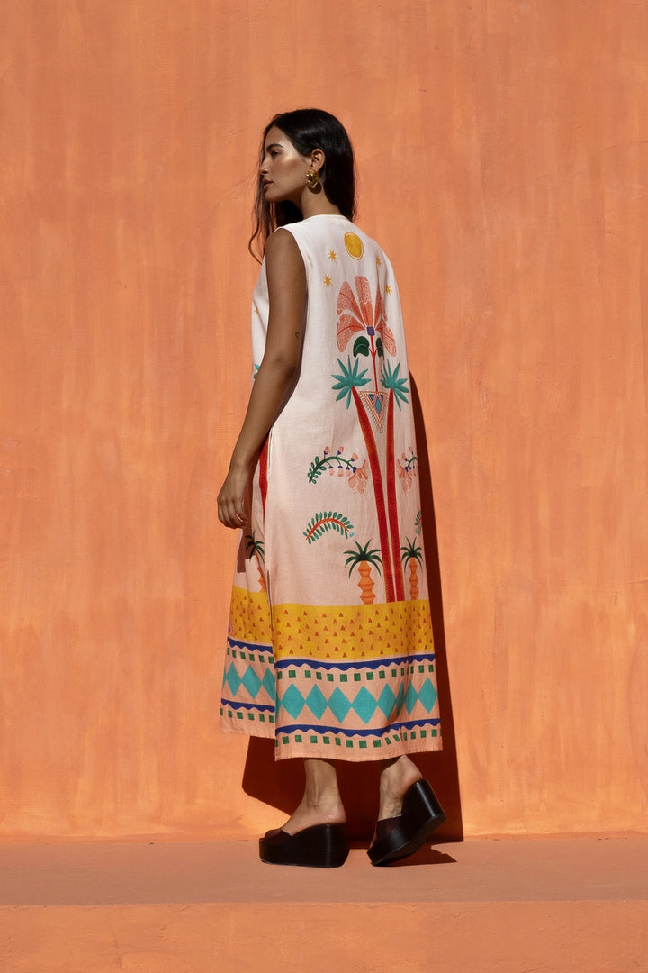 NEMA RESORTWEAR Palm Sleeveless Dress