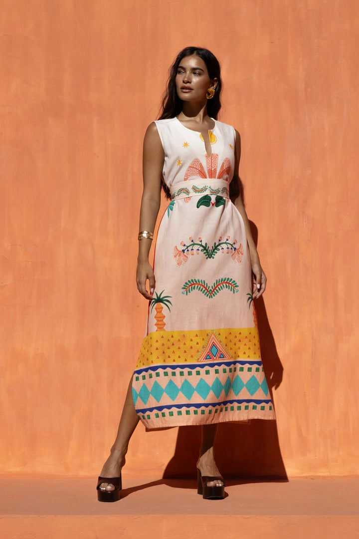NEMA RESORTWEAR Palm Sleeveless Dress