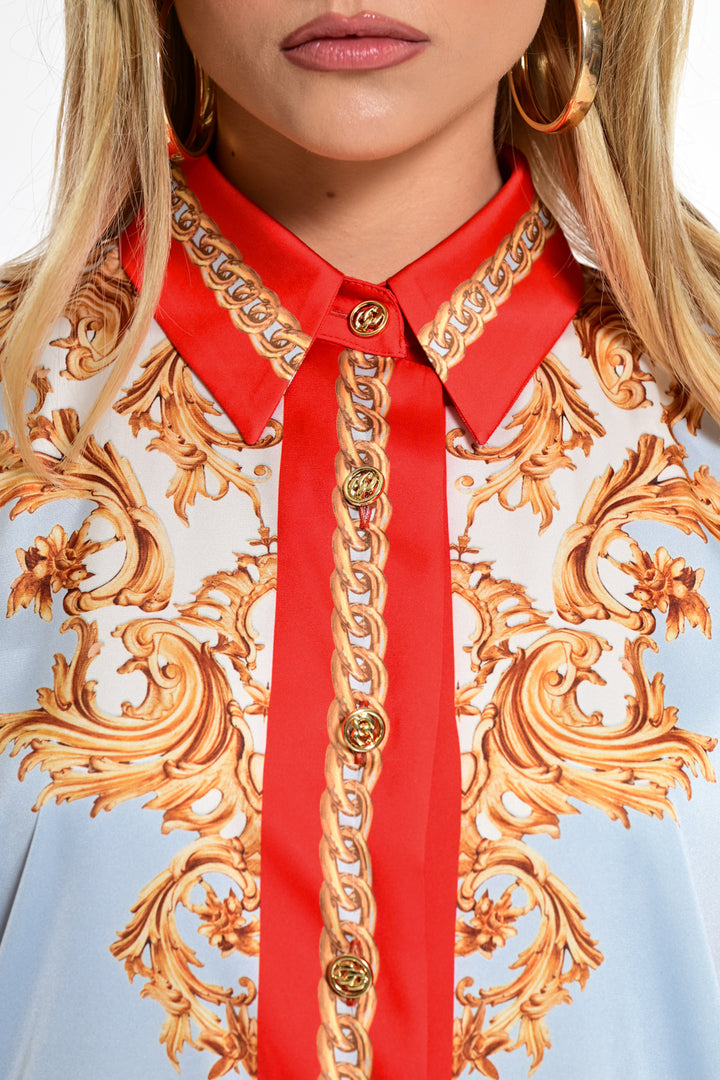 WE COSS Πουκάμισο Azure Print