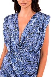 Μίνι animal print φόρεμα με draped σχέδιο / 25142036 -  WE COSS- Animal / L-Animal / S