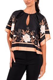 Σατέν Μπλούζα με Φλοράλ Print/ 25140052 -  WE COSS- Μαύρο / S-Μαύρο / M-Μαύρο / L