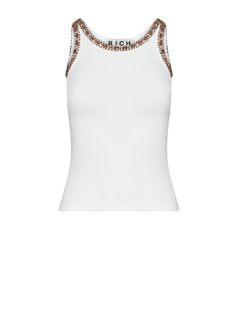 John Richmond Top Λευκό με Strass Λεπτομέρειες -  JOHN RICHMOND- Λευκό / XS-Λευκό / S-Λευκό / M